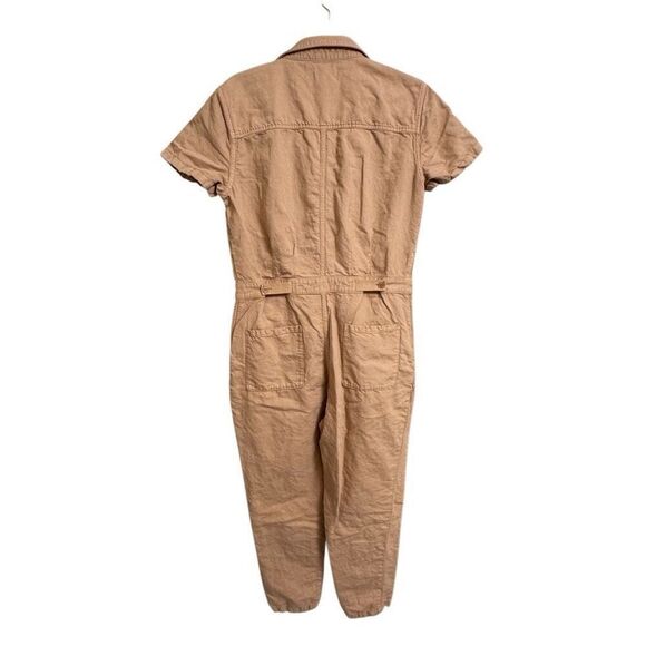 Outerknown S.E.A. Tan Sand Cotton Linen Jumpsuit Short Sleeve Medium - Picture 2 of 14